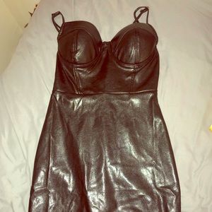 Carnelia PU Leather Midi Dress (never worn)